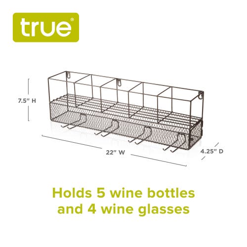 True Wall Mounted Wire Wine Shelf And Cork Cage In Brown
