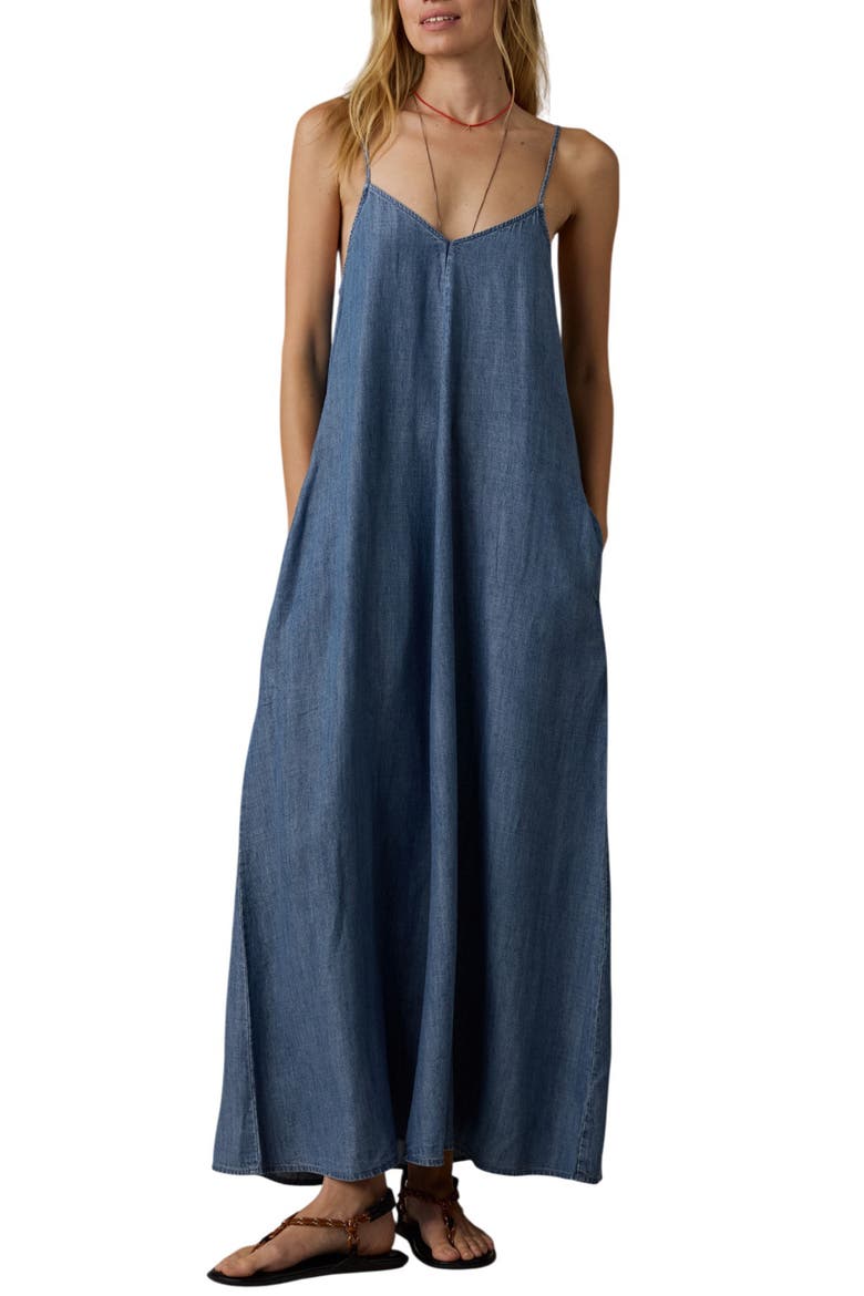 Tried & True Chambray Maxi Dress, Main, color, RIVER MIST WASH