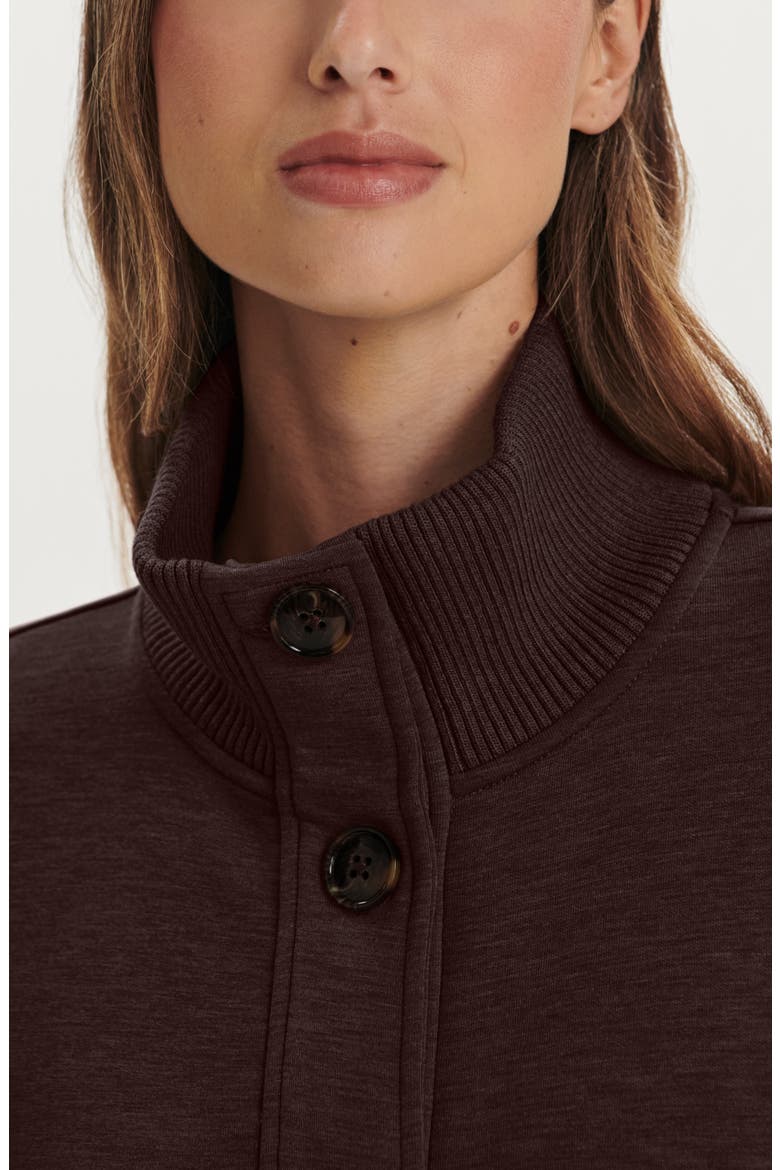 Sabrina DoubleSoft® Button-Up Sweatshirt, Alternate, color, COFFEE BEAN MARL