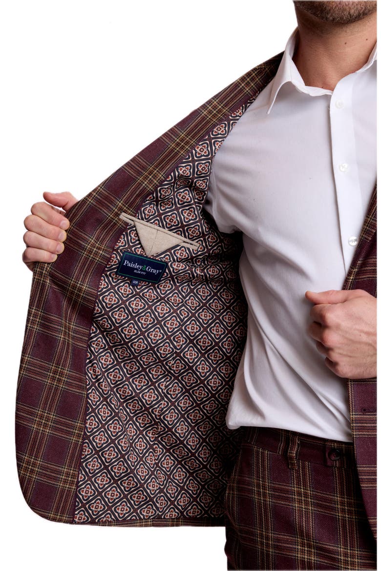 Dover Slim Check Suit Jacket, Alternate, color, BURGUNDY TAN CHECK