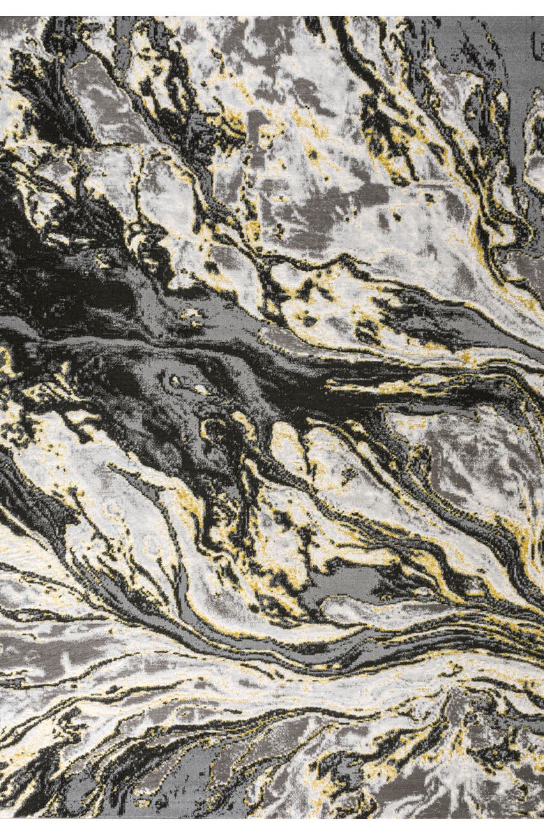 JONATHAN Y Swirl Marbled Abstract Area Rug, Main, color, Black/Yellow