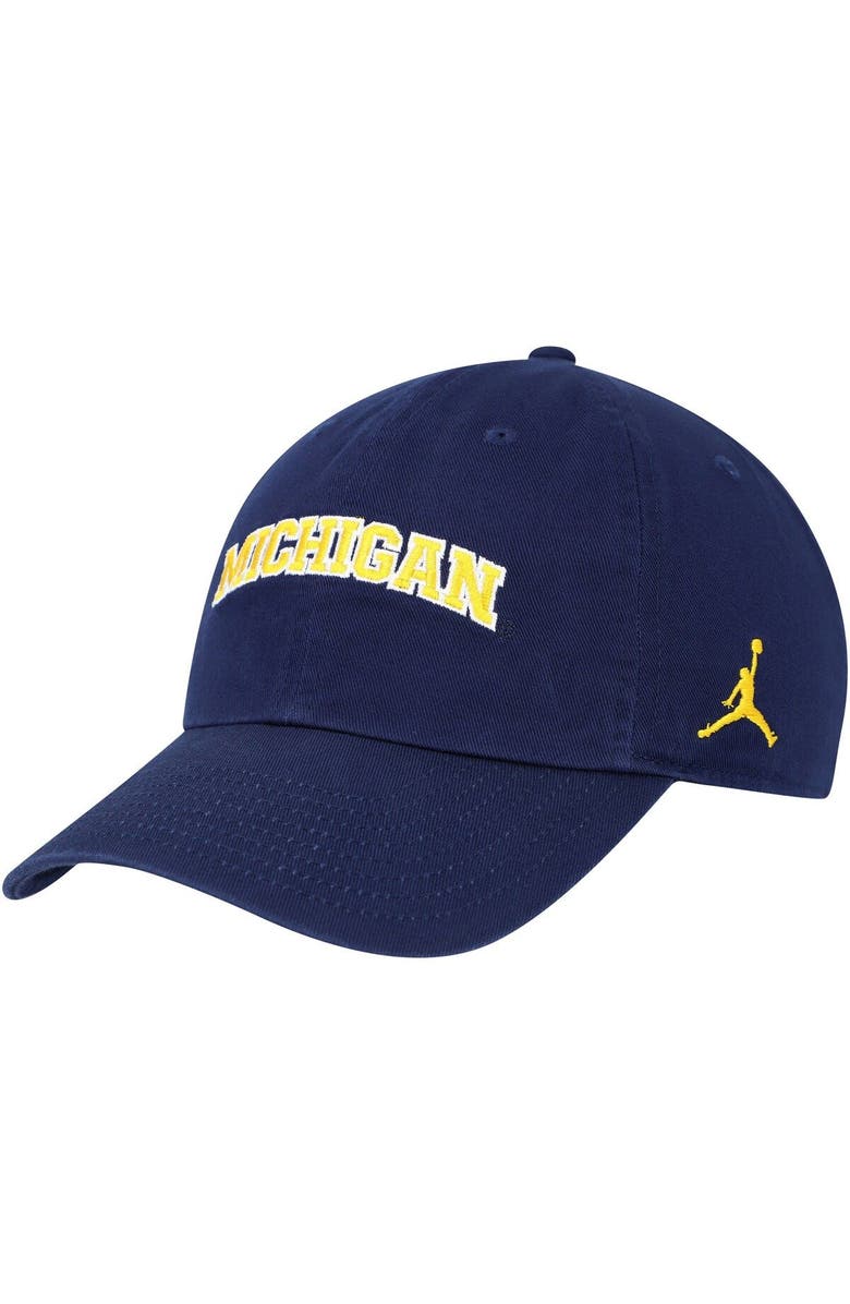 Jordan Brand Men's Jordan Brand Navy Michigan Wolverines Heritage86 Wordmark Adjustable Performance Hat, Main, color,
