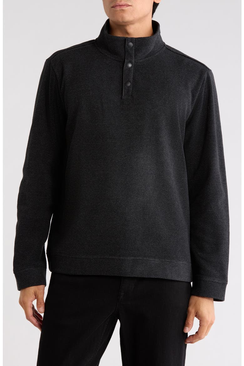 Seabridge Snap Mock Neck Sweatshirt, Main, color, BLACK