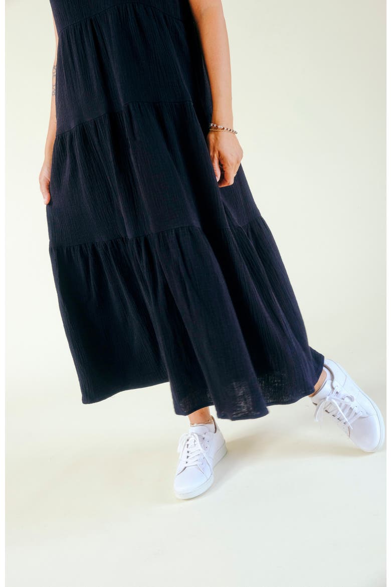 Teresa Tiered Tank Dress, Alternate, color, Black