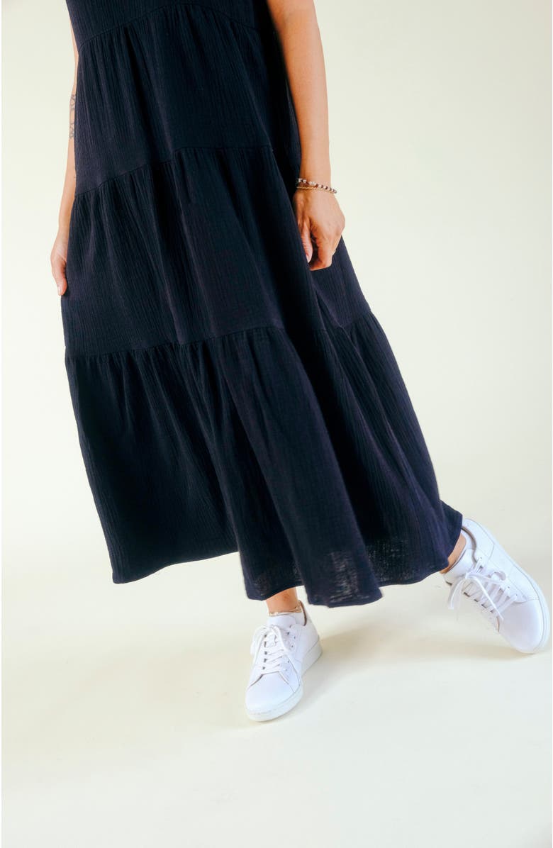 POPLINEN Teresa Tiered Tank Dress, Alternate, color, Black