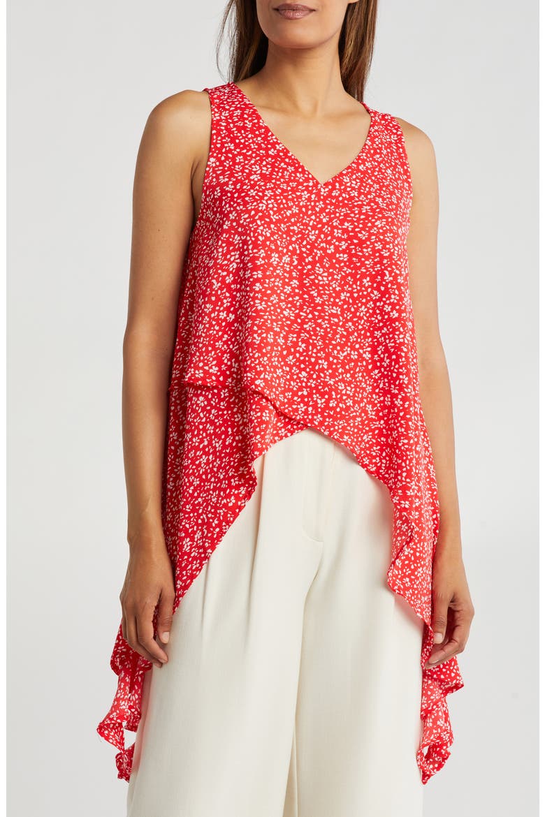 Printed Wrap Top, Main, color, RED