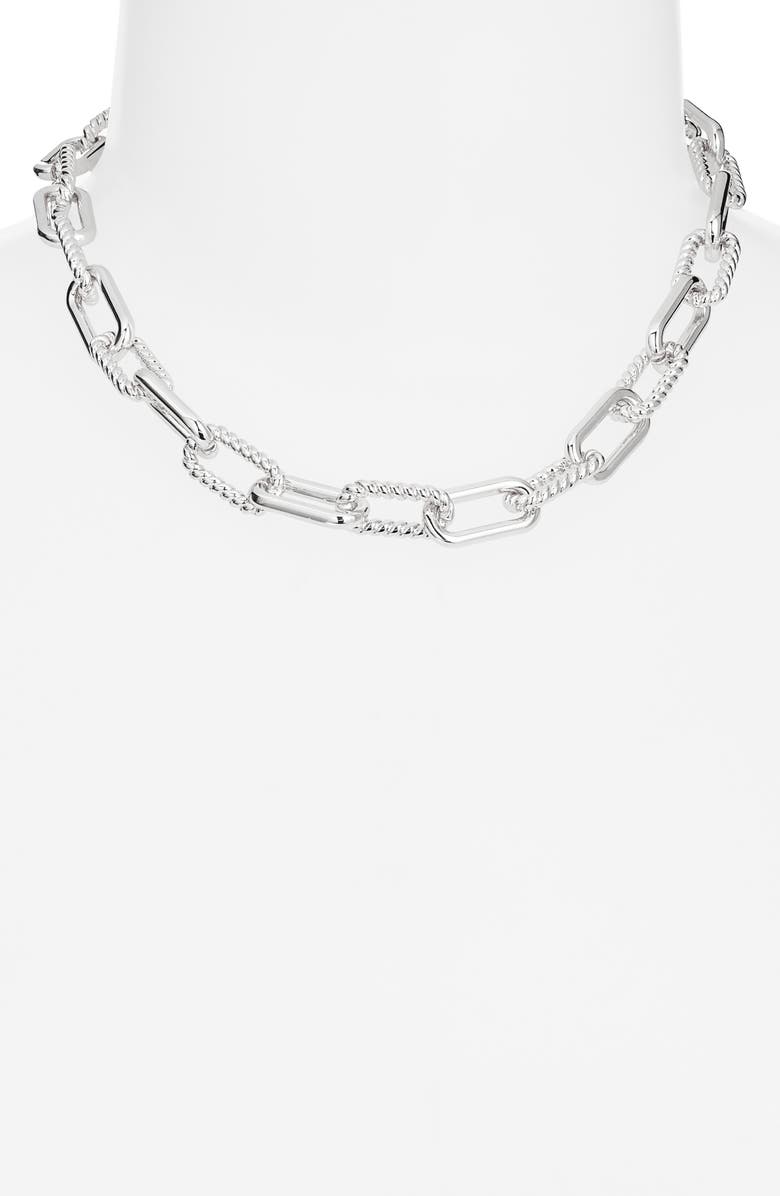 Nordstrom Textured Chain Link Necklace, Alternate, color, Silver