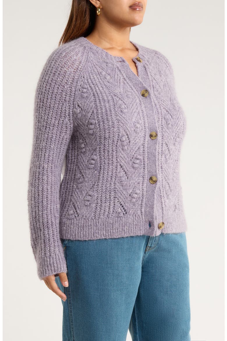Sand Thistle Wool & Mohair Blend Cardigan, Alternate, color, CLEMATIS