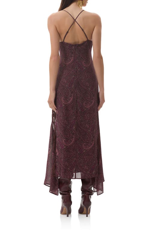 Afrm Christina Paisley Empire Waist Chiffon Maxi Dress In Brown