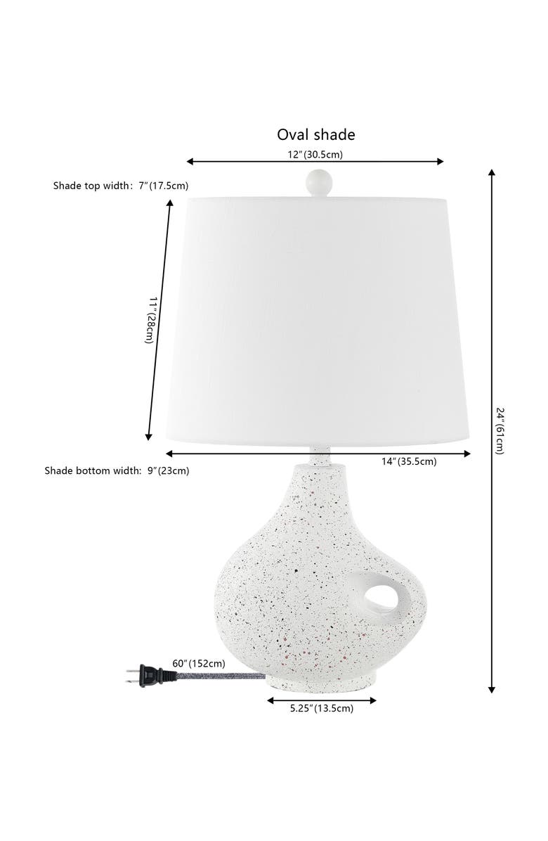 JONATHAN Y Charlotte 24" Minimalist Designer Iron/Resin Oval Shade LED Table Lamp, White Terrazzo, Alternate, color, White Terrazzo