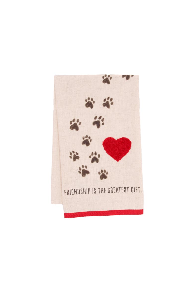 Paw Prints Forever Friendship Pet Love Towel, Main, color, Beige