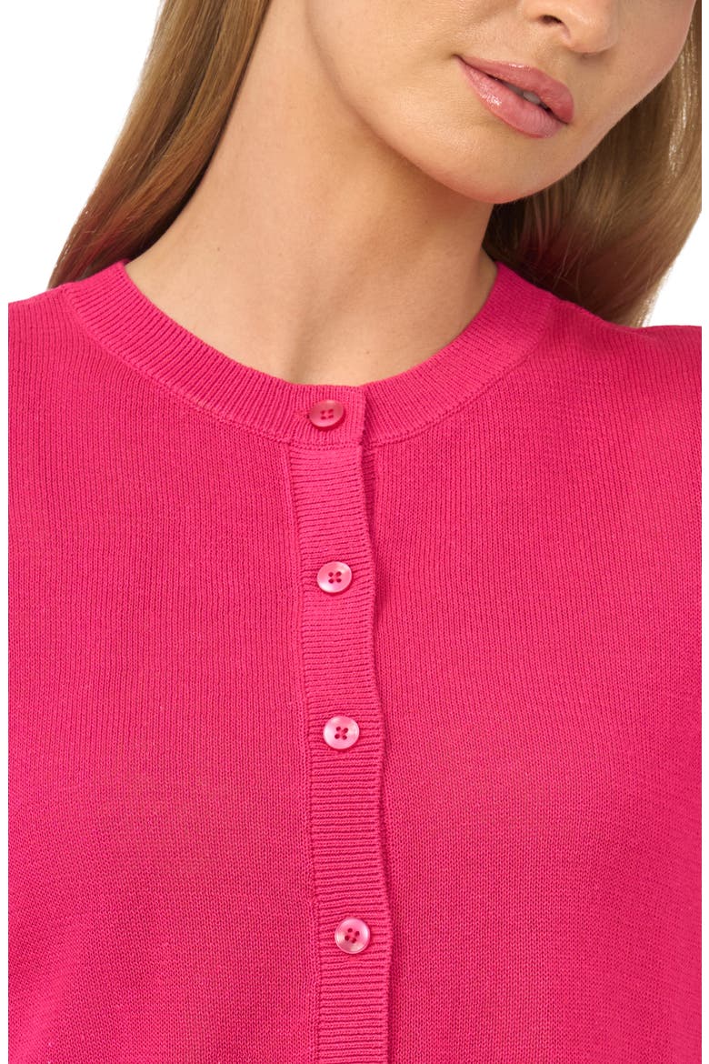Short Sleeve Button-Up Sweater, Alternate, color, PINK PEACOCK