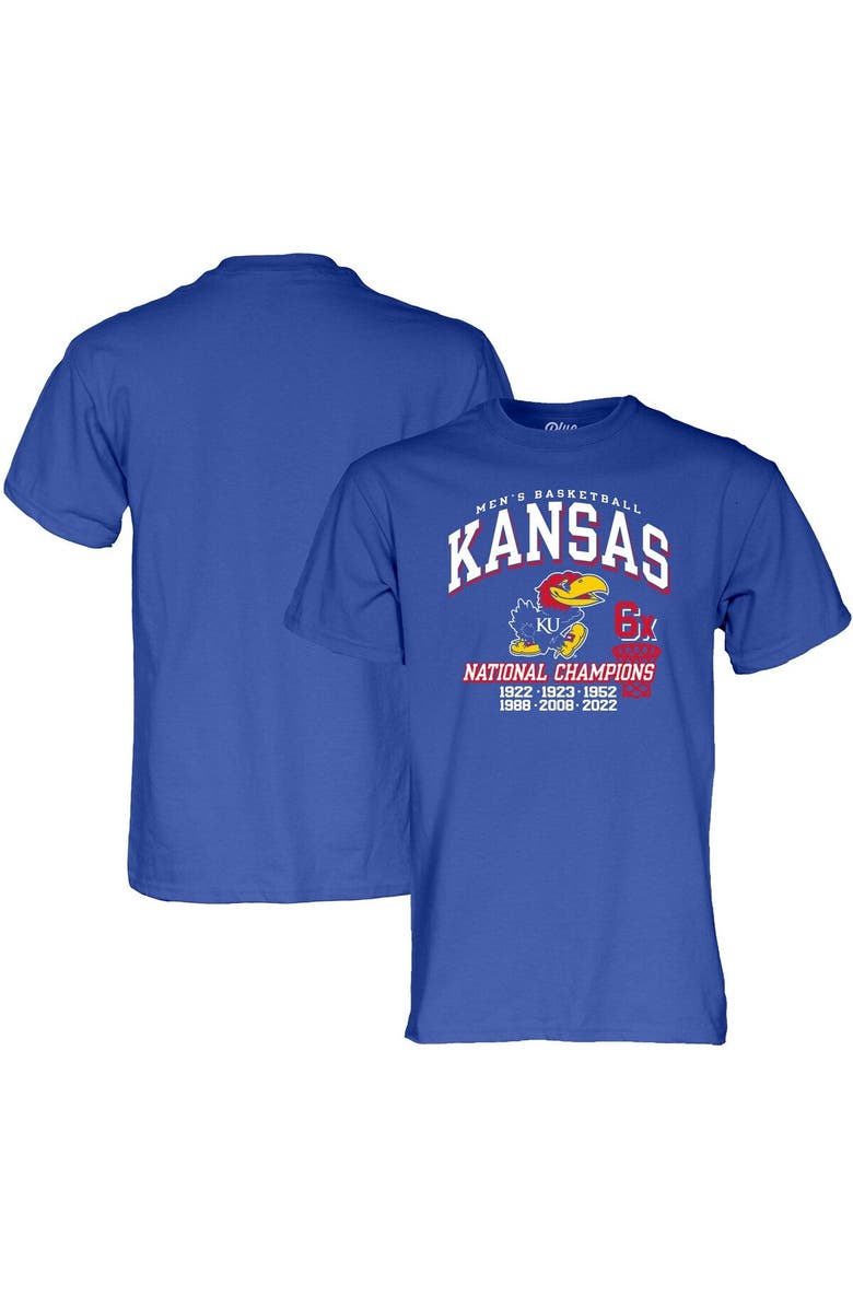 BLUE 84 Men's Blue 84 Royal Kansas Jayhawks 6-Time NCAA Men's Basketball National Champions T-Shirt, Main, color,