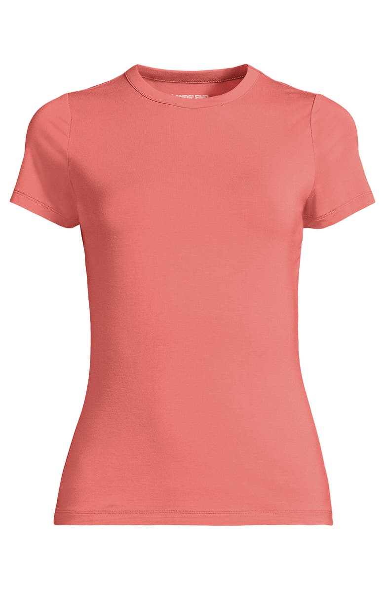 Lands' End Petite Short Sleeve Cooling Crew Neck T-Shirt, Alternate, color, Coral Clay