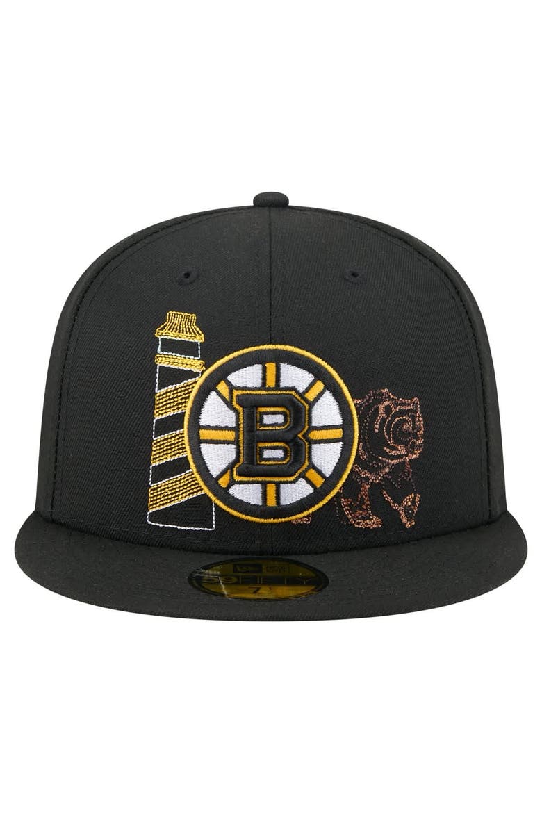 Men's New Era Black Boston Bruins State Stitch 59FIFTY Fitted Hat, Alternate, color, Black