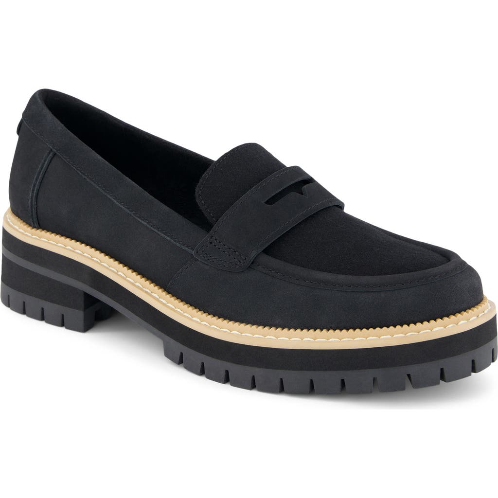 Toms Cara Platform Penny Loafer In Black
