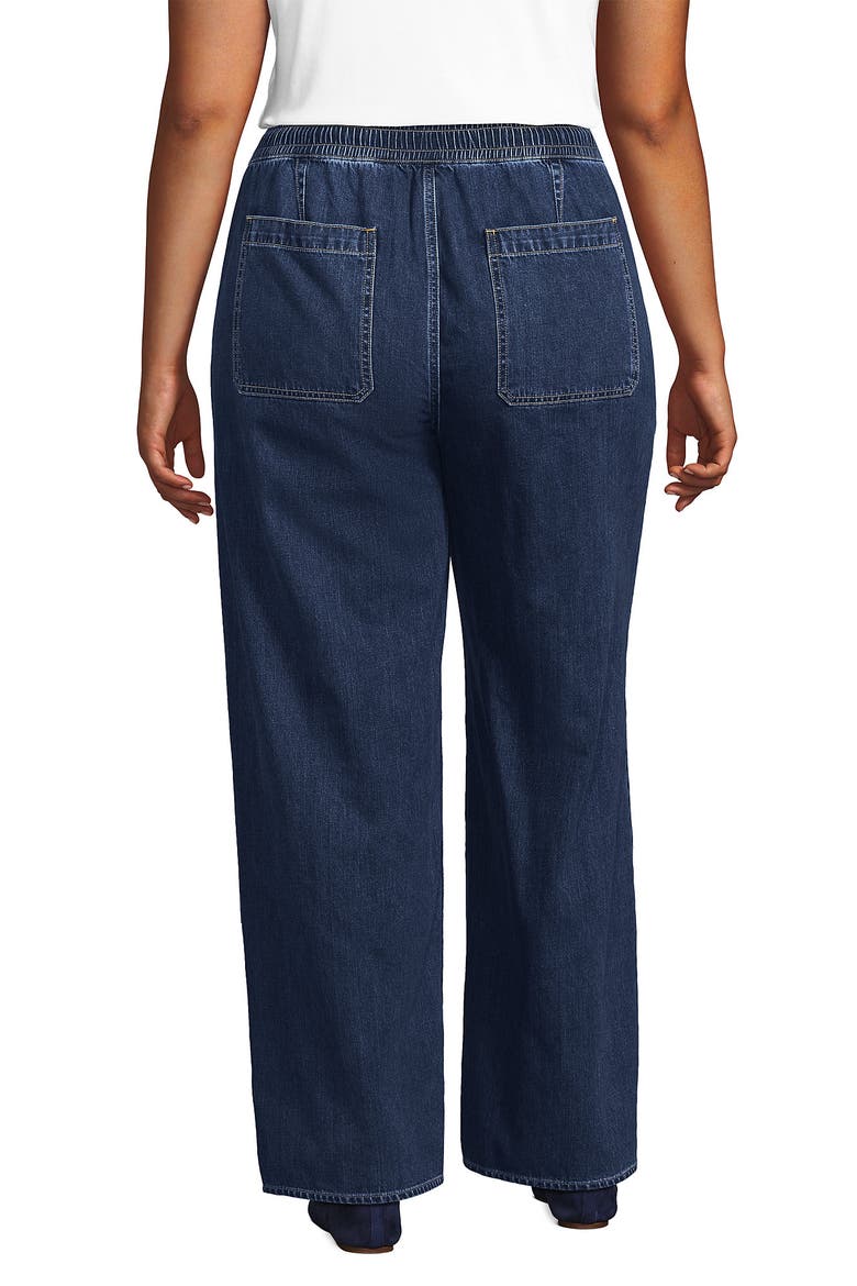 Plus Size Lightweight Denim High Rise Relaxed Straight Pull On Pocket Jeans, Alternate, color, Crawford Wash