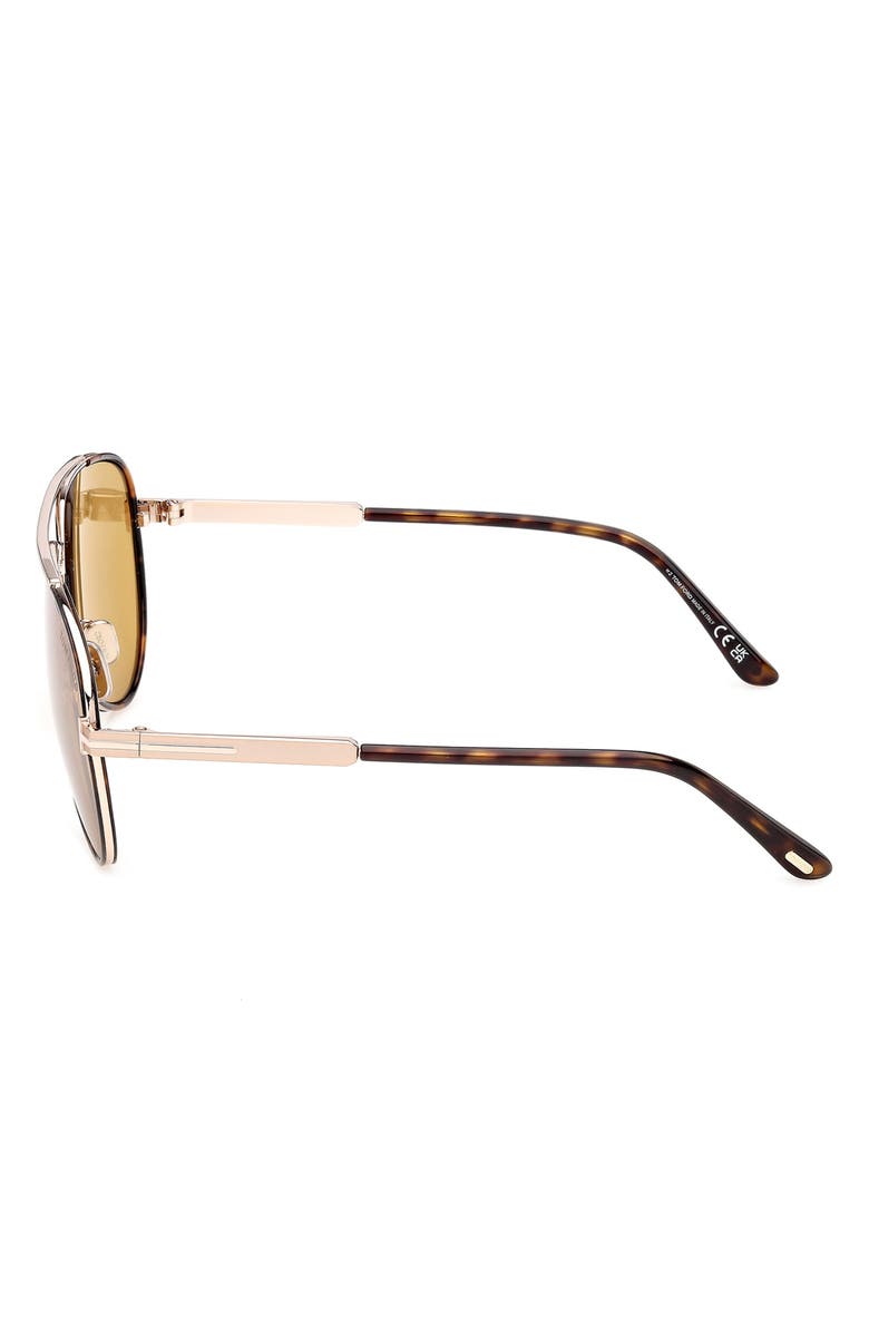 TOM FORD Rupert 63mm Pilot Sunglasses, Alternate, color, Dark Havana Rose Gold/ Vicuna