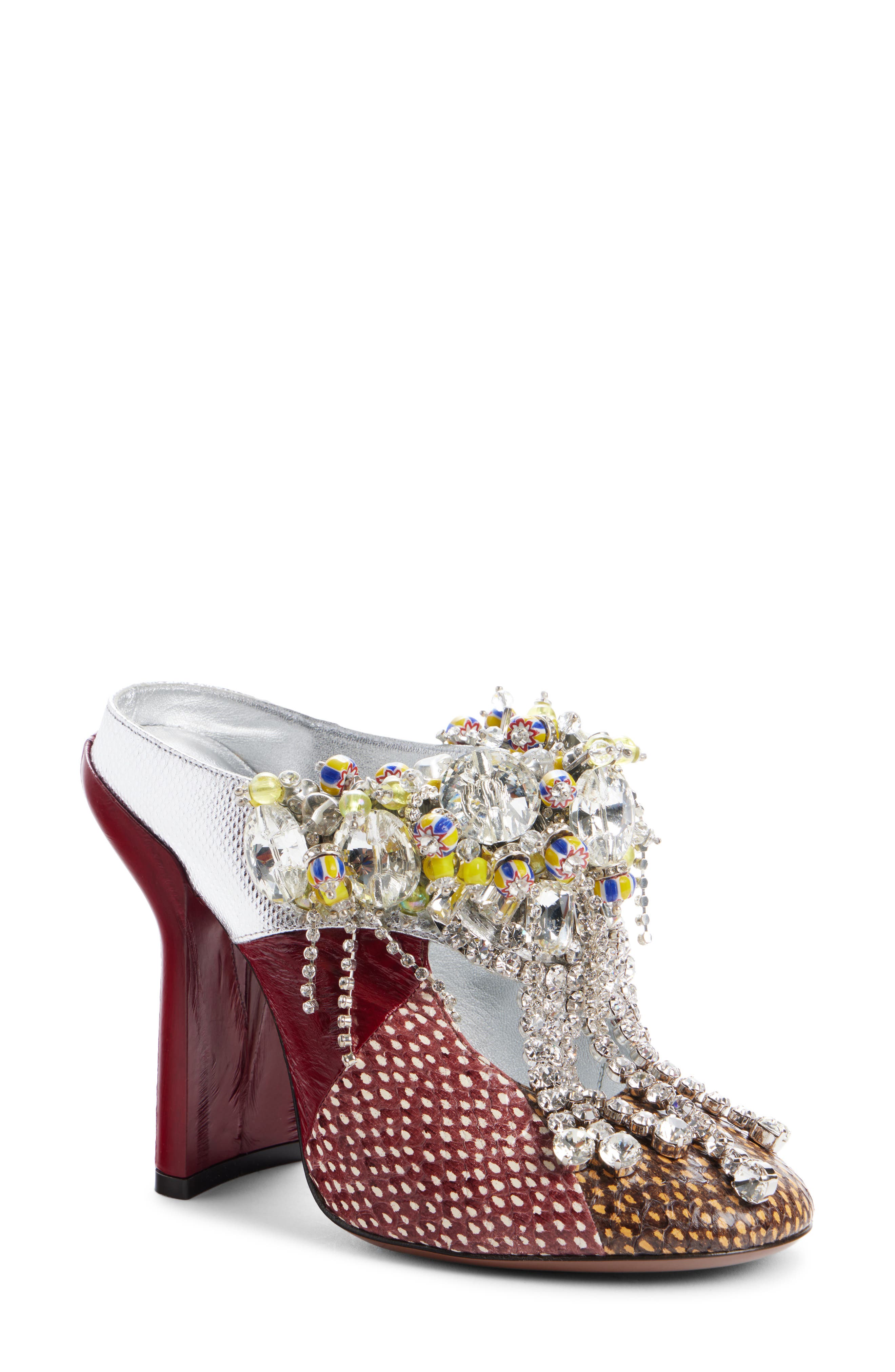 Dries Van Noten Embellished Mule Pump, Main, color, 358 Burgundy