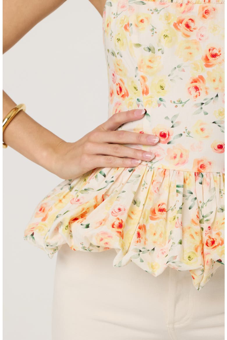 Bubble Peplum Cotton Camisole, Alternate, color, OFF WHITE