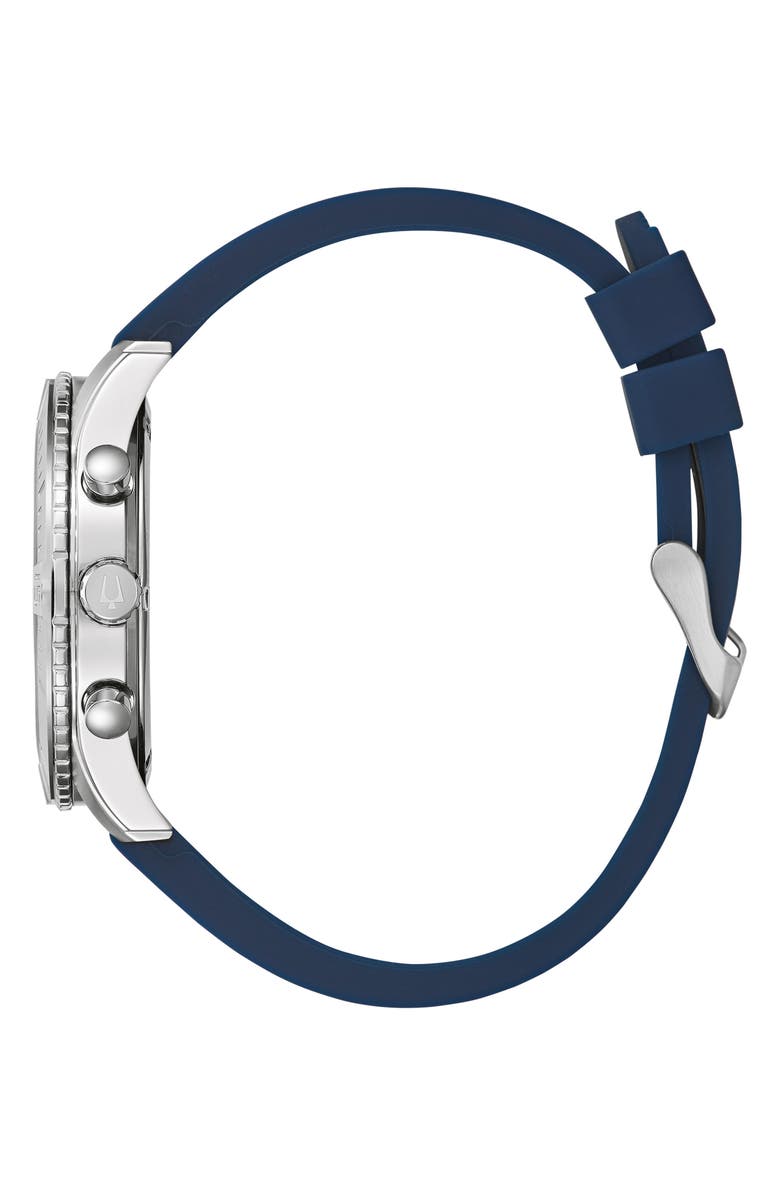 BULOVA Chronograph Quartz Silicone Strap Watch, 43mm, Alternate, color, 