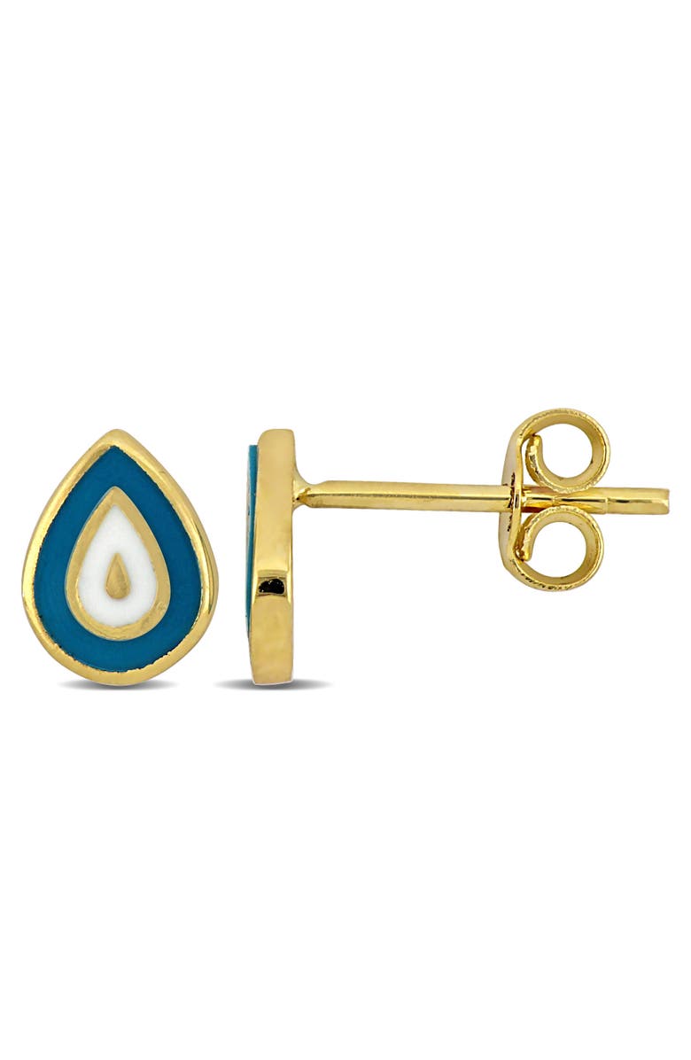 Julianna B. Kids Enamel Stud Earrings 14K, Main, color, Turquoise Teardrop