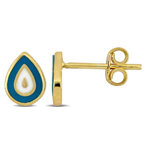 Kids Enamel Stud Earrings 14K