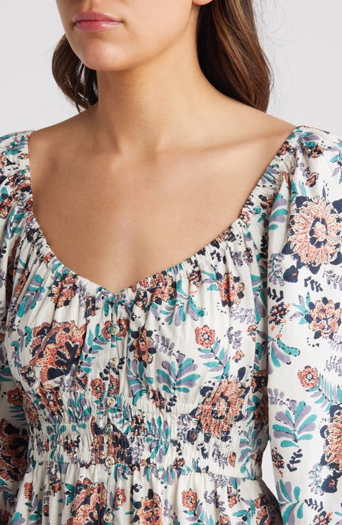 Cleobella Maxine Floral Print Long Sleeve Organic Cotton Minidress In Miramonte Print