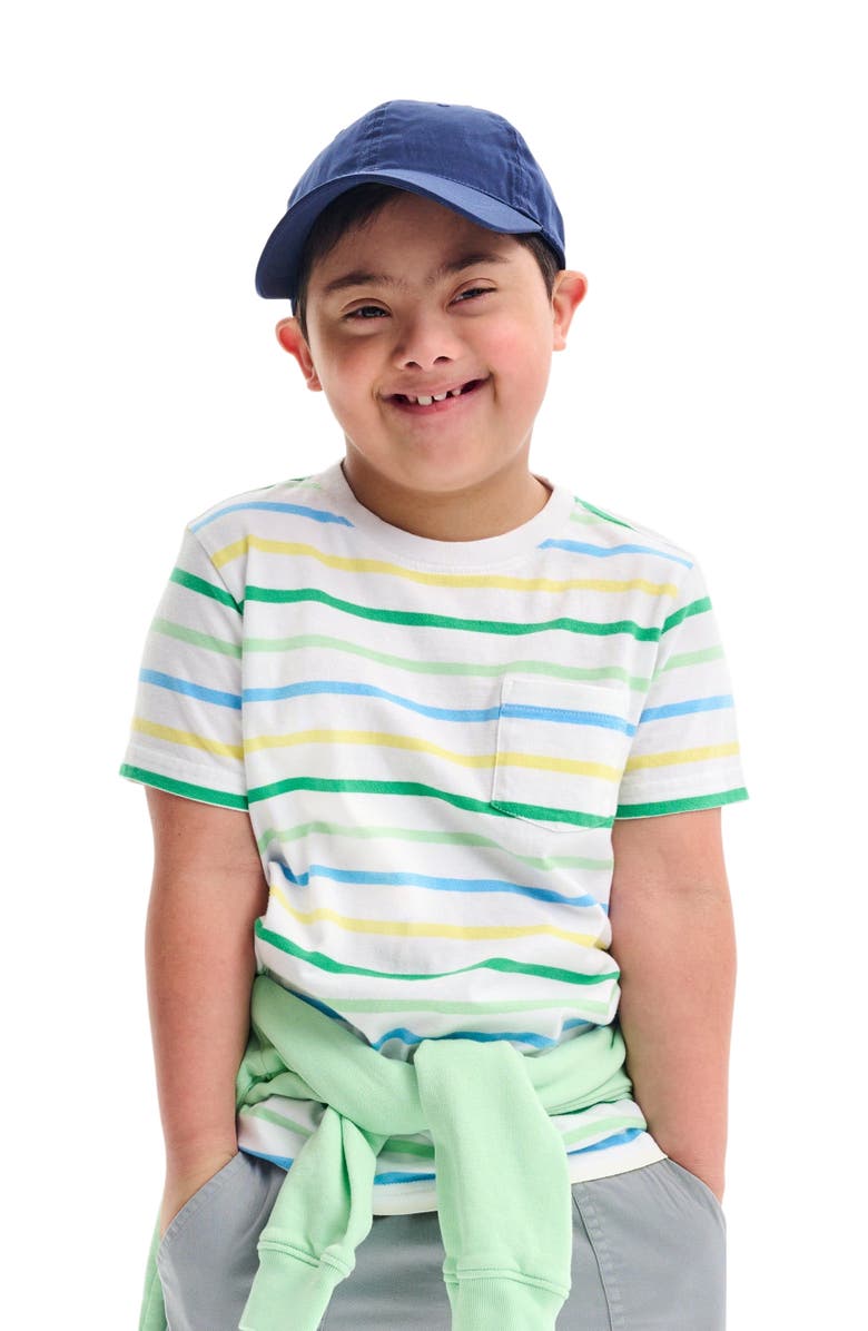 Primary Kids Multi-Stripe Pocket Tee, Alternate, color,