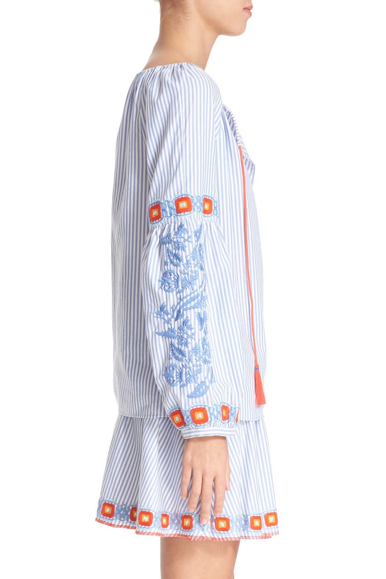 'Madison' Embroidered Cotton Tunic, Alternate, color, BLUE DUSK/ WHITE