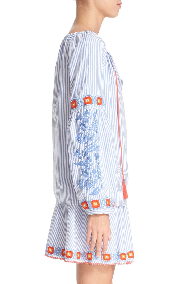 Tory Burch 'Madison' Embroidered Cotton Tunic, Alternate, color, 