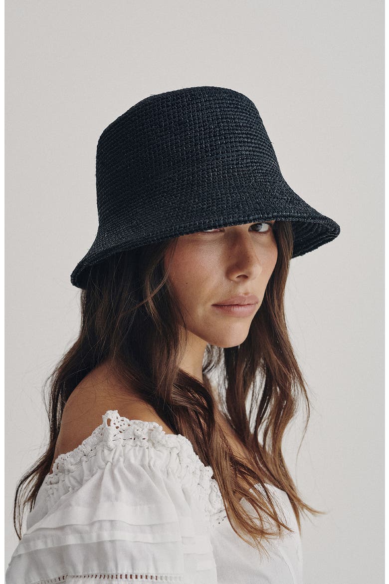 The Inca Raffia Bucket Hat, Alternate, color, BLACK