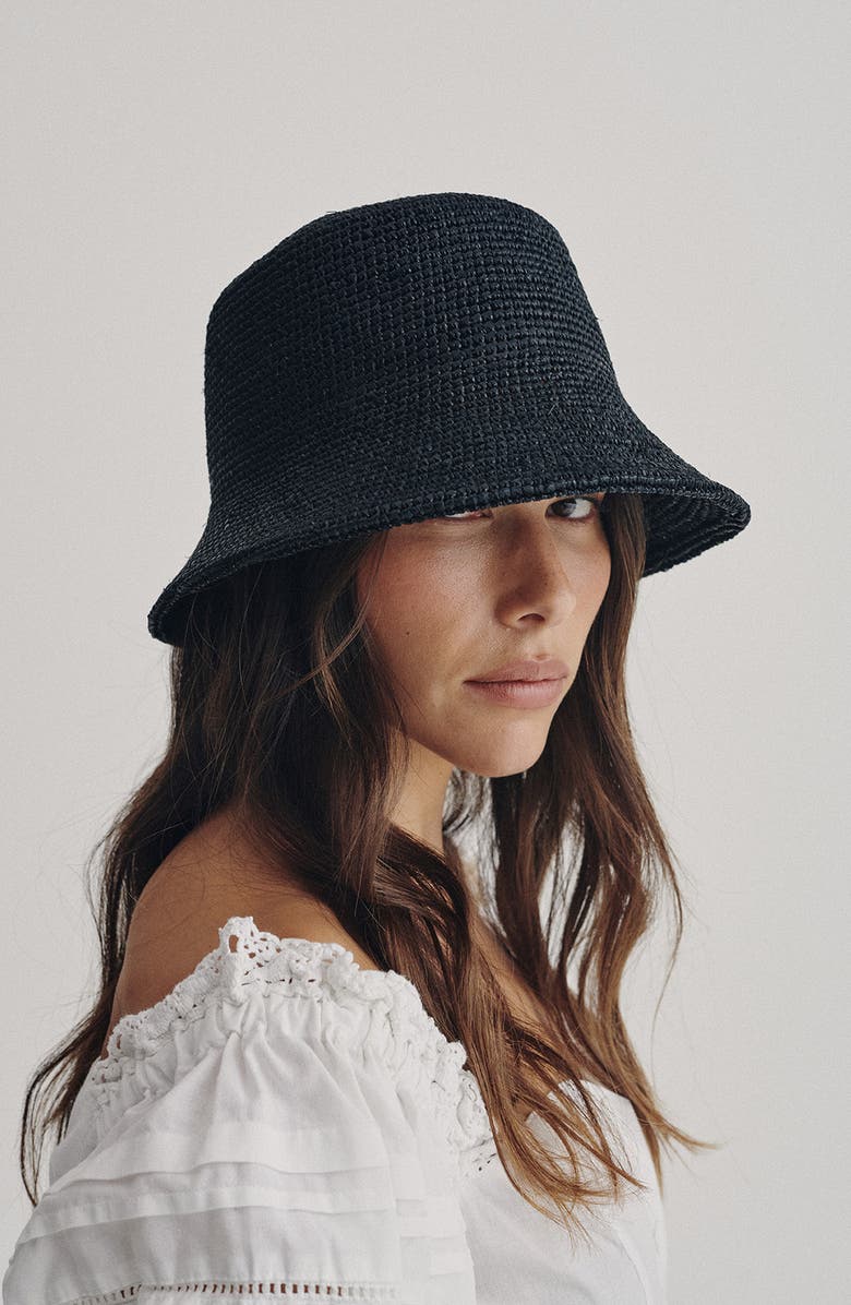 Lack of Color The Inca Raffia Bucket Hat, Alternate, color, Black