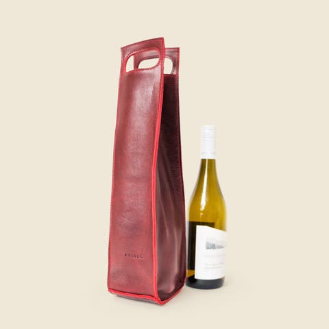 Premium Leather Bottle Tote with Handle