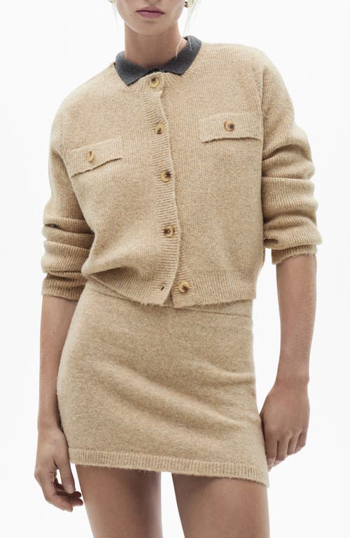 Mango Knitted Miniskirt Medium Brown In Medium Brown