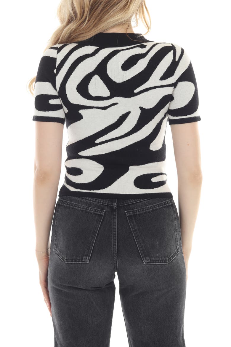 Abstract Knit Polo, Alternate, color, BLACK