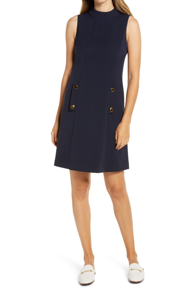 High Neck Dress, Main, color, NAVY
