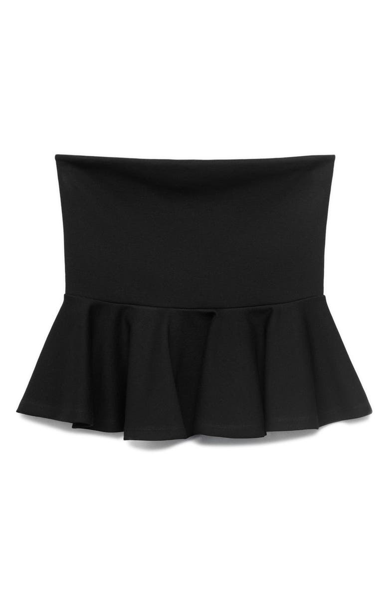 MANGO Bandeau Peplum Top, Alternate, color, Black