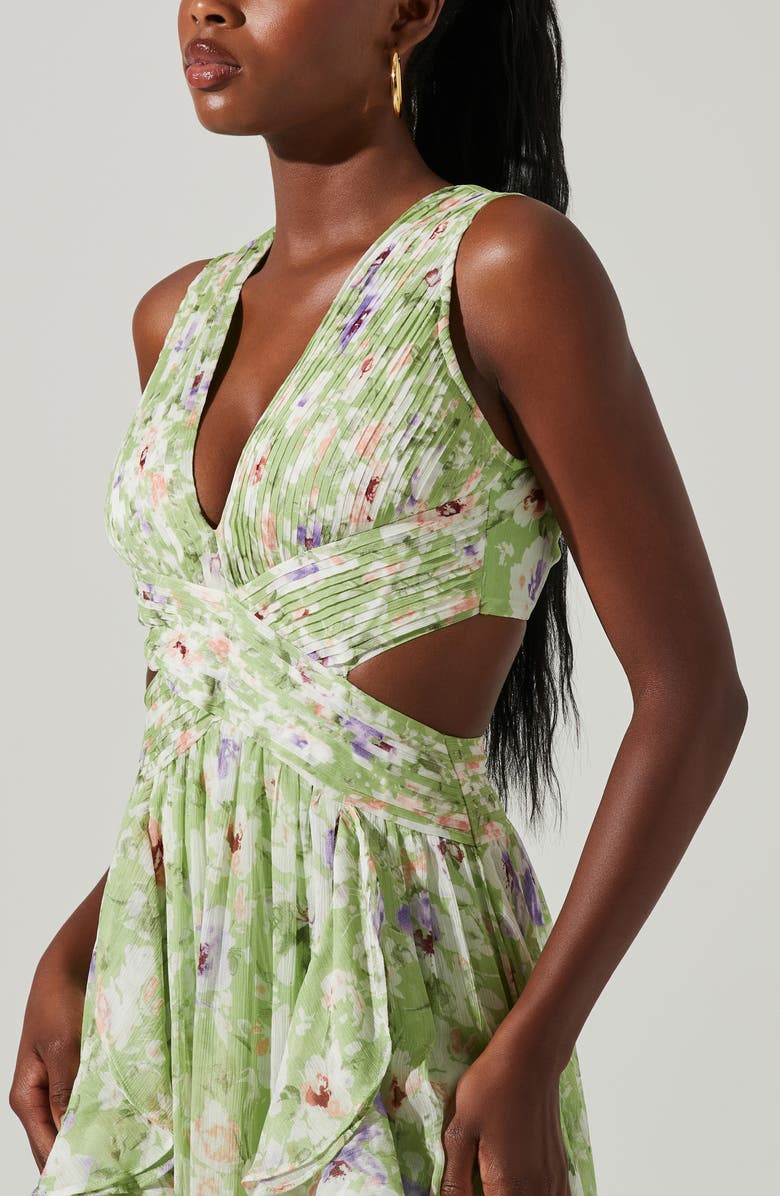 ASTR the Label Noya Floral Pleated Cutout Maxi Dress, Alternate, color,