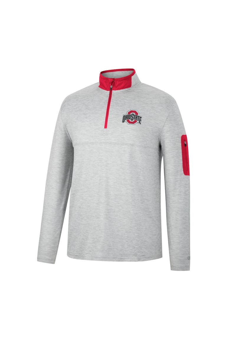 Men's Colosseum Heathered Gray/Scarlet Ohio State Buckeyes Country Club Windshirt Quarter-Zip Jacket, Alternate, color, Heather Gray