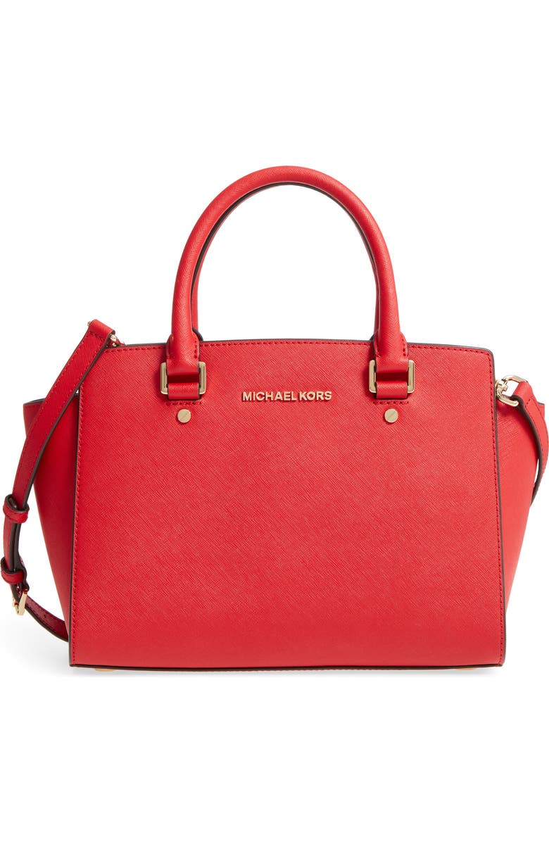 MICHAEL Michael Kors 'Selma Medium' Leather Satchel, Main, color,