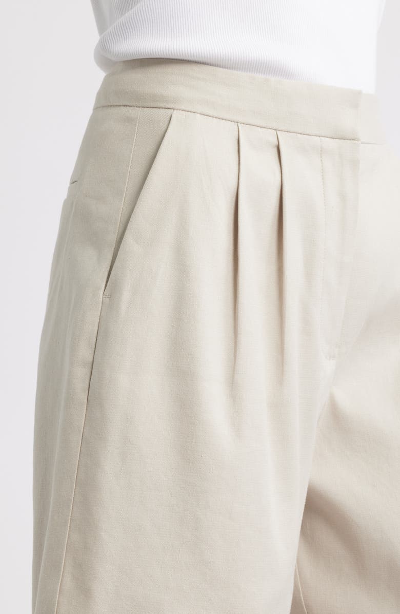 Nordstrom Pleated Linen Blend Shorts, Alternate, color, Beige Scroll