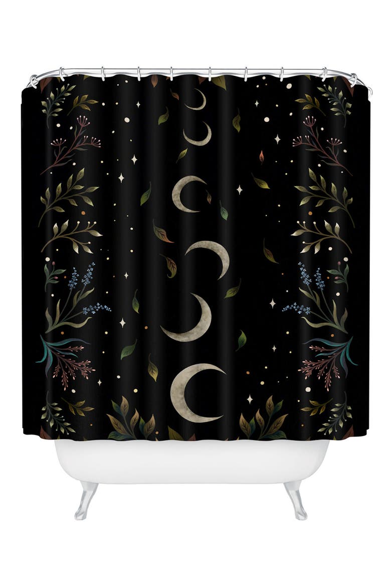 Moon Garden Shower Curtain, Main, color, BLACK-WHITE