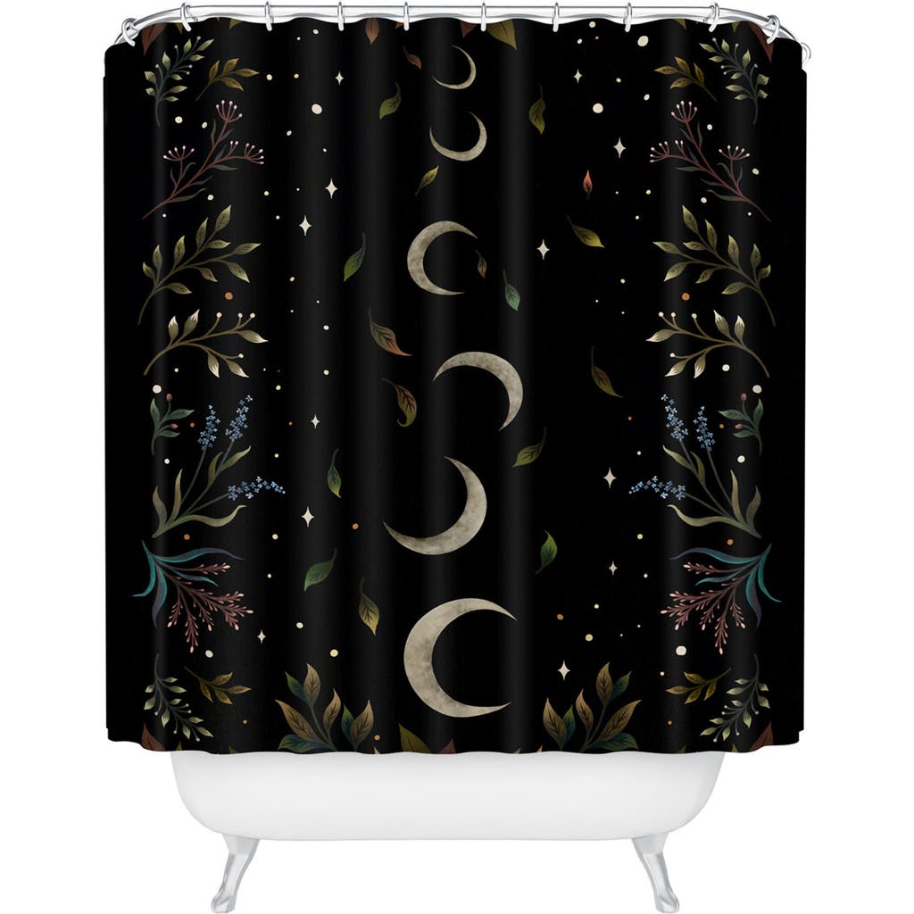 Deny Designs Moon Garden Shower Curtain In Black-white