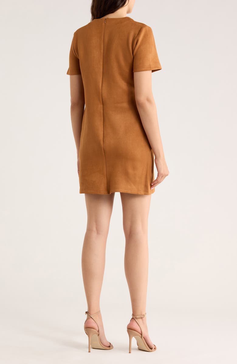 Ellen Tracy Horsebit Detail Faux Suede Shift Dress, Alternate, color, Cognac