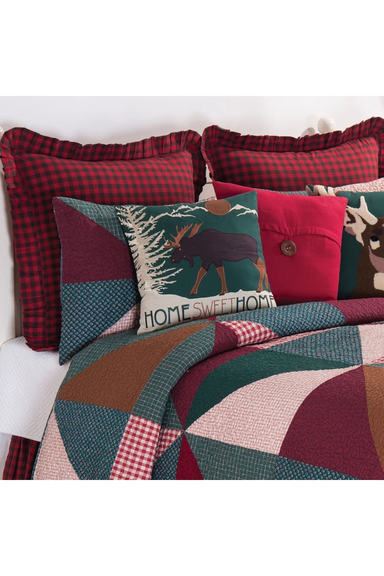 Shady Pines Rustic Lodge Cotton Cotton Quilt Set  - Reversible and Machine Washable, Alternate, color, Red