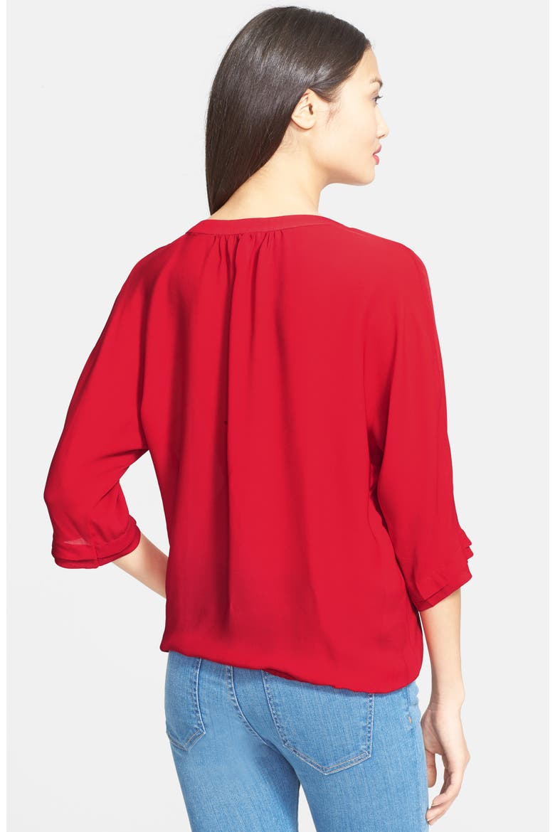 'Marru' Semi-Sheer Silk Blouse, Alternate, color, DEEP GARNET