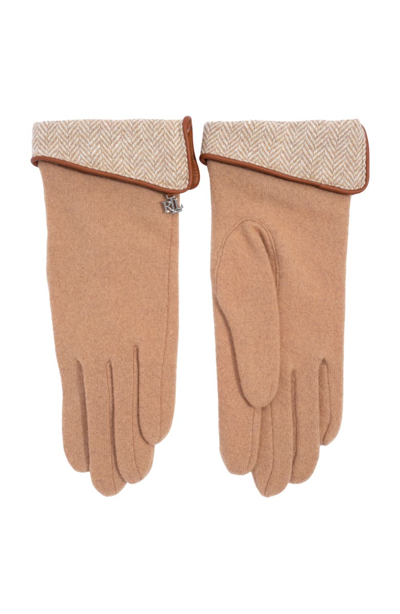 Lauren Ralph Lauren Pattern Cuff Glove With Logo Charm, Alternate, color, Classic Camel