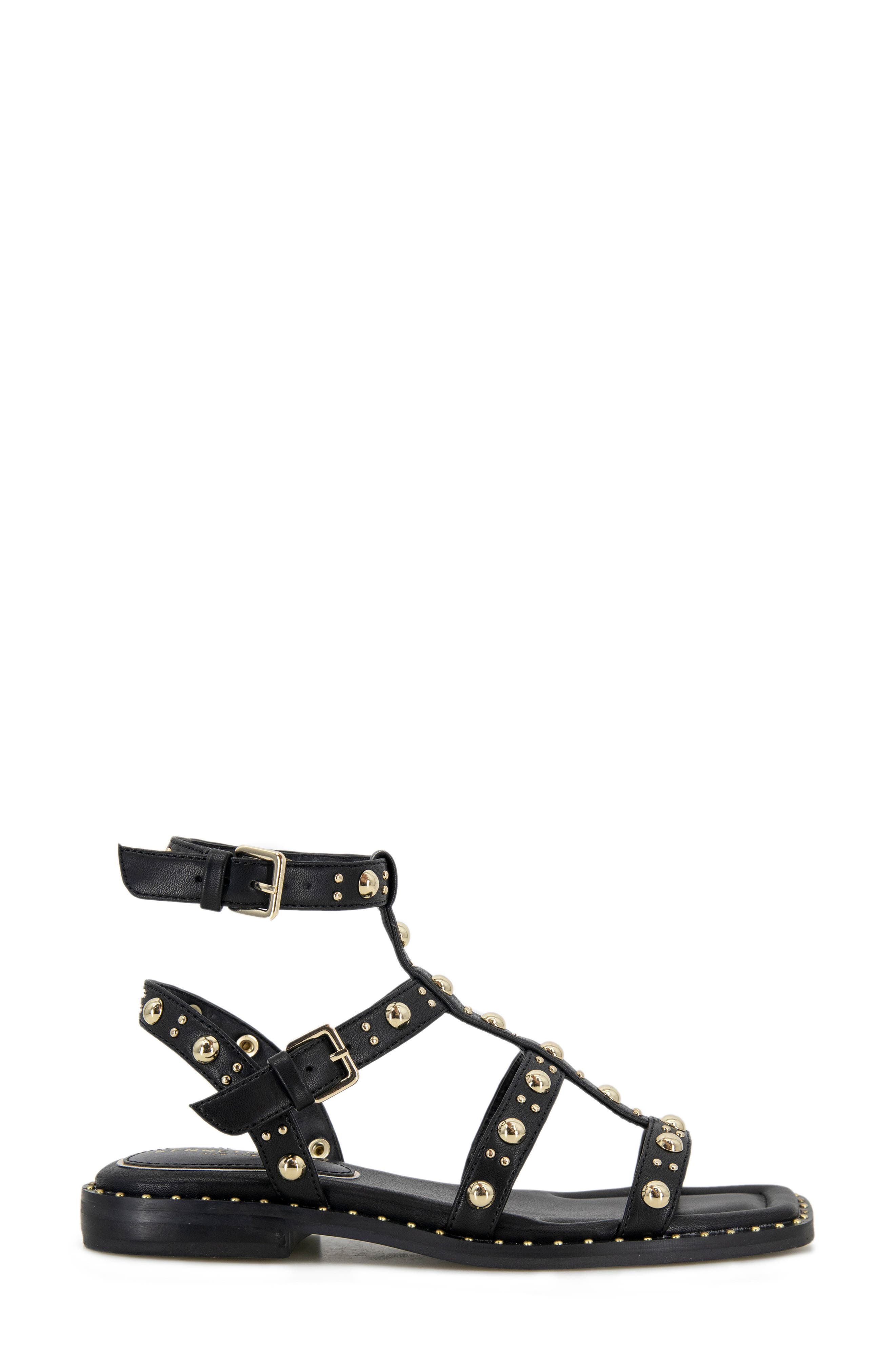 Kenneth Cole Ruby Studded Sandal, Alternate, color, Black Pu