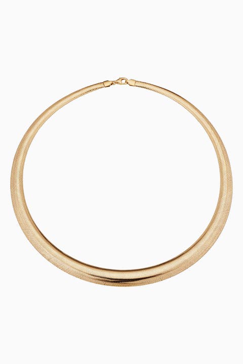 14K Yellow Gold Mesh Glamour Graduated Necklace